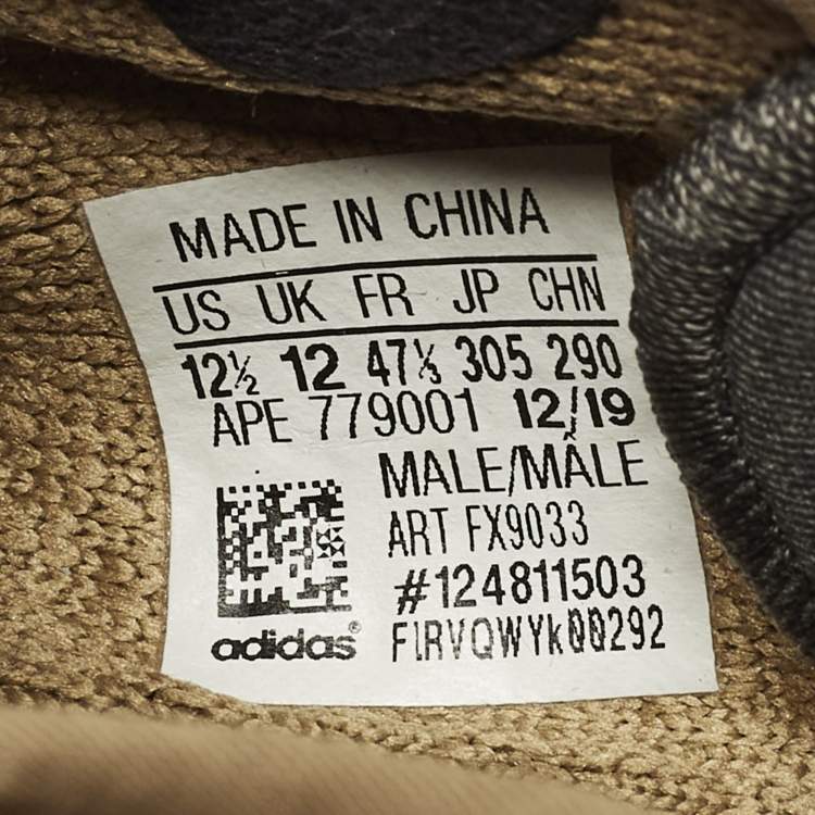 Pre Owned Yeezy x Adidas Boost 350 V2 Earth Size 47.5 Brown Knit Fabric Lace Up Sneakers