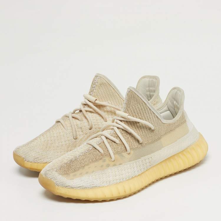 Pre Owned Yeezy x Adidas 350 V2 Light Size 47.5 Two Tone Knit Fabric Low Top Sneakers