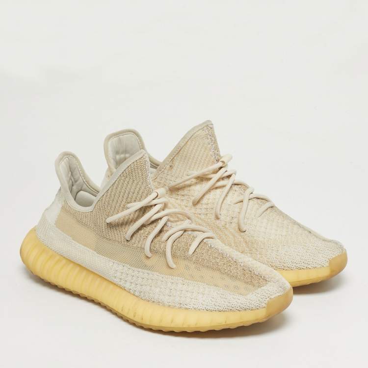 Pre Owned Yeezy x Adidas 350 V2 Light Size 47.5 Two Tone Knit Fabric Low Top Sneakers