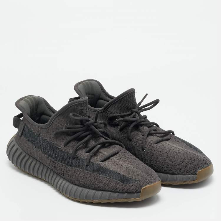 مملوكة مسبقًا Yeezy x Adidas Boost 350 V2 Cinder Size 47.5 Grey Knit Fabric Low Top Sneakers