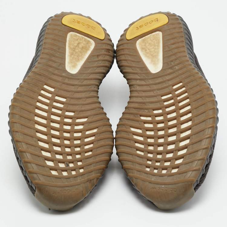 مملوكة مسبقًا Yeezy x Adidas Boost 350 V2 Cinder Size 47.5 Grey Knit Fabric Low Top Sneakers