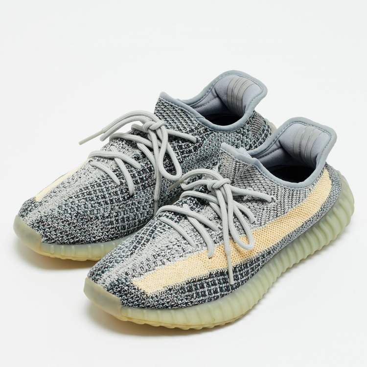 Pre Owned Yeezy x Adidas Boost 350 V2 Ash Blue Size 42 Multicolor Knit Fabric Low Top Sneakers