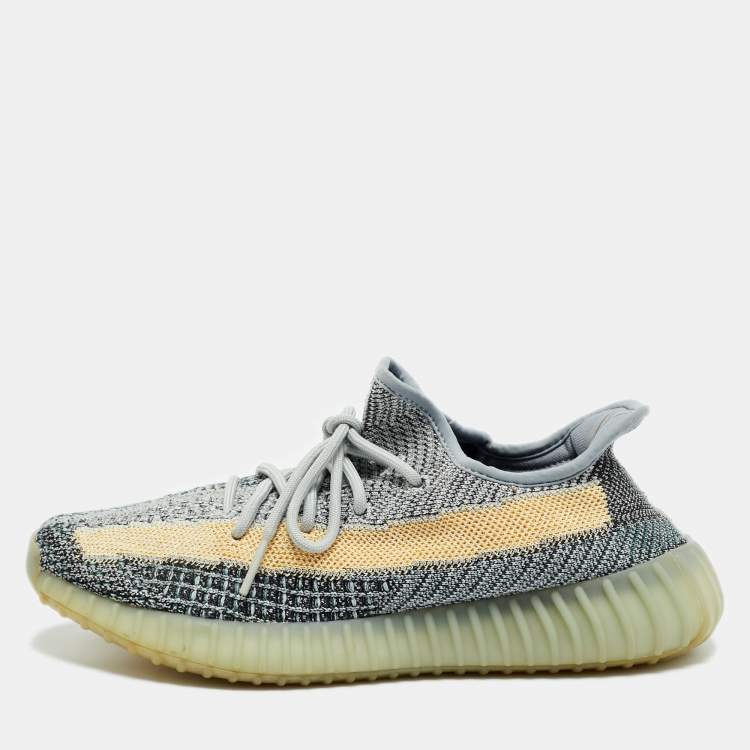 Pre Owned Yeezy x Adidas Boost 350 V2 Ash Blue Size 42 Multicolor Knit Fabric Low Top Sneakers