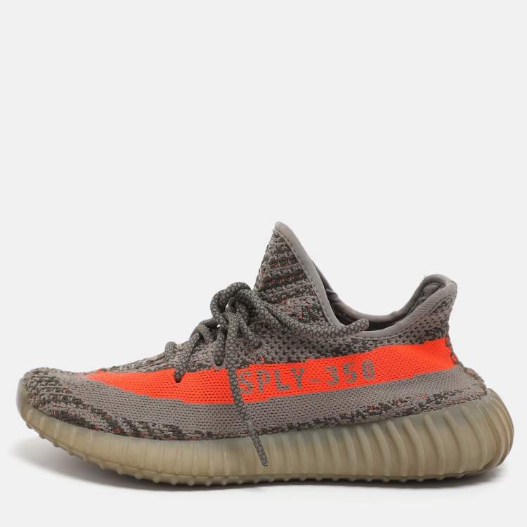 Pre Owned Yeezy x Adidas Boost 350 V2 Size 39 1/3 Beluga Knit Fabric Low Top Sneakers
