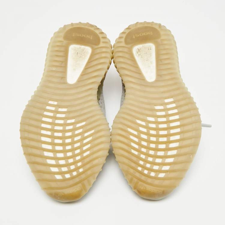 Pre Owned Yeezy x Adidas Boost 350 V2 Tail Light Size 39 1/3 Grey Knit Fabric Low Top Sneakers