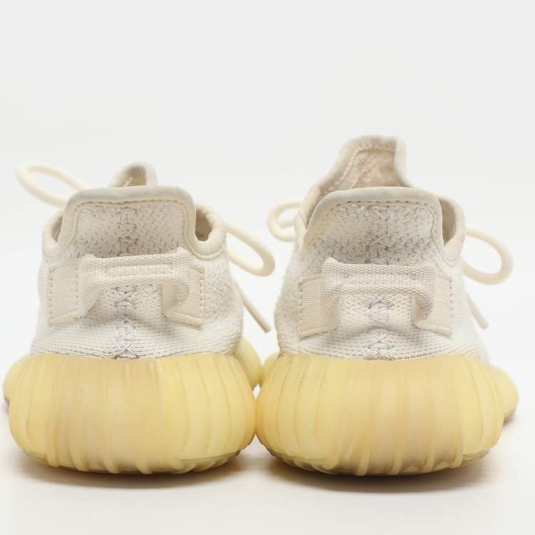 Pre Owned Yeezy x Adidas Boost 350 V2 Size 38 White Knit Fabric Low Top Sneakers