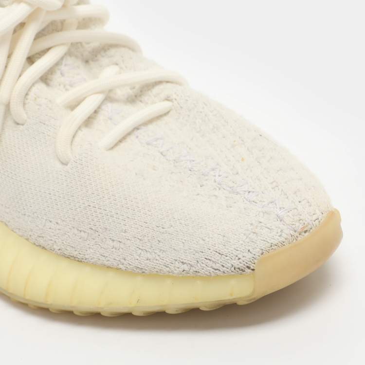 Pre Owned Yeezy x Adidas Boost 350 V2 Size 38 White Knit Fabric Low Top Sneakers