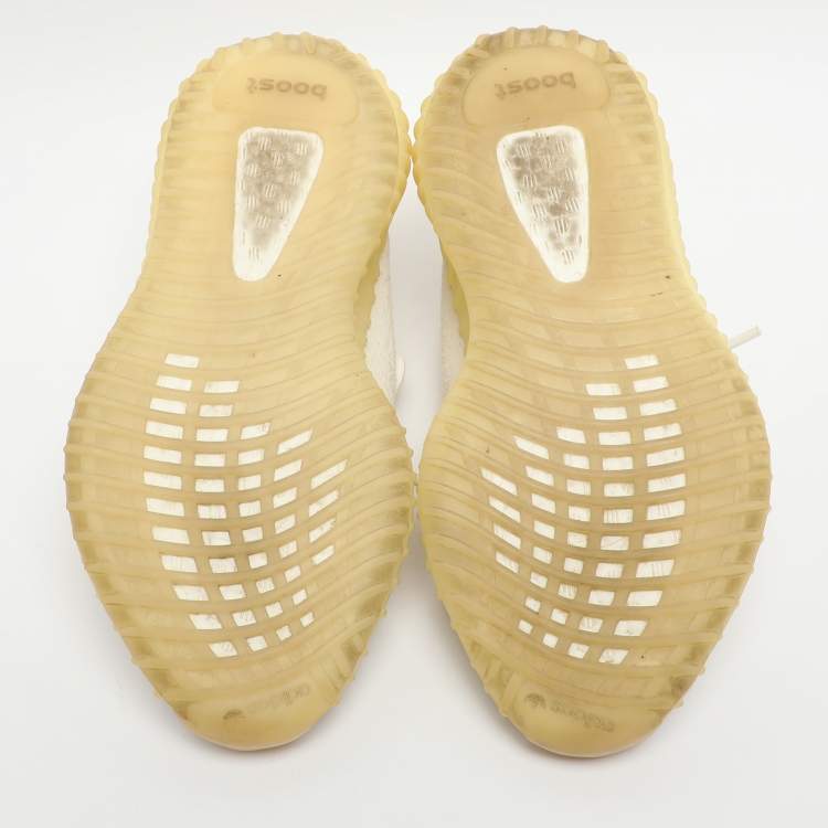 Pre Owned Yeezy x Adidas Boost 350 V2 Size 38 White Knit Fabric Low Top Sneakers