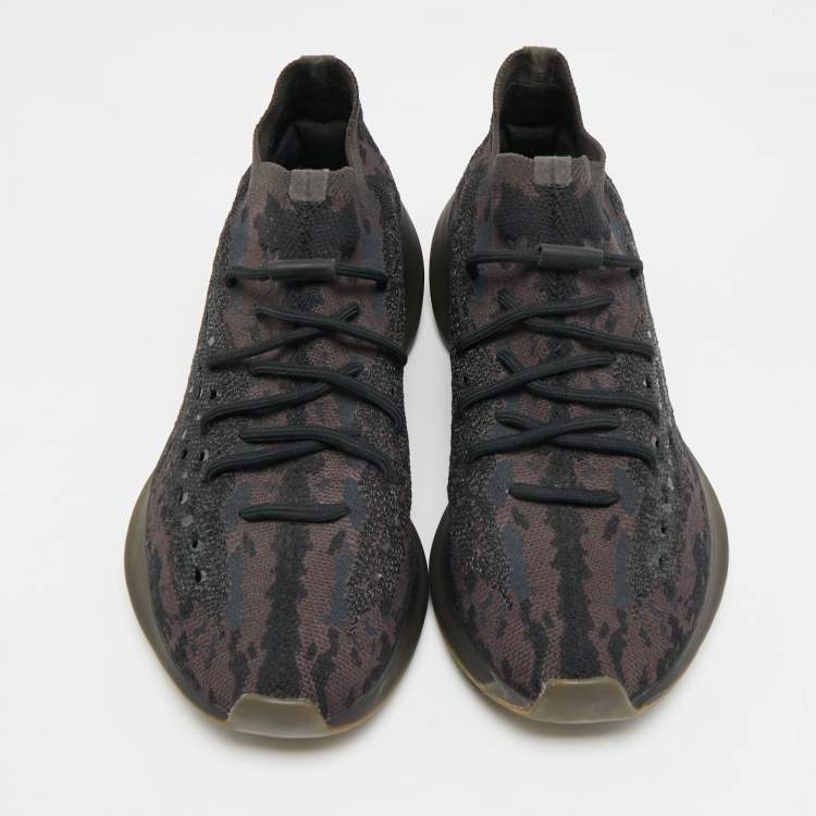 Pre Owned Yeezy x Adidas Boost 380 Size 44.5 Black/Brown Knit Fabric Onyx RF Low Top Sneakers