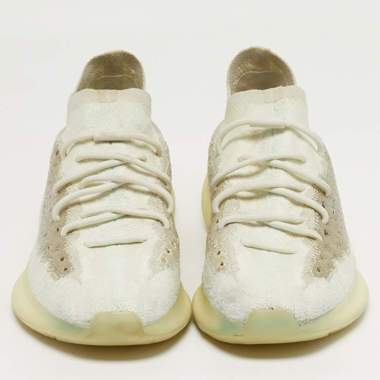 Pre Owned Yeezy x Adidas Boost 380 Size 44.5 White Knit Fabric Calcite Glow Low Top Sneakers