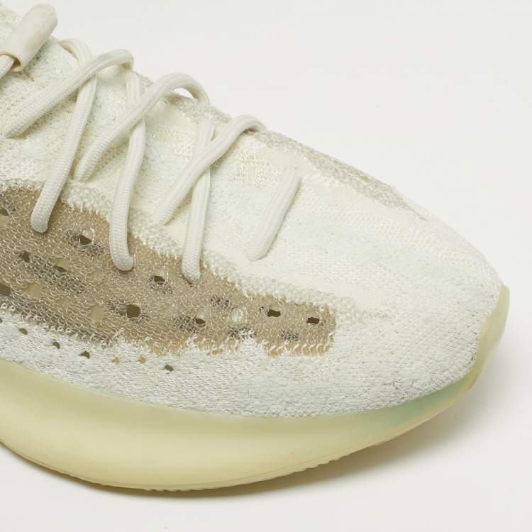 Pre Owned Yeezy x Adidas Boost 380 Size 44.5 White Knit Fabric Calcite Glow Low Top Sneakers