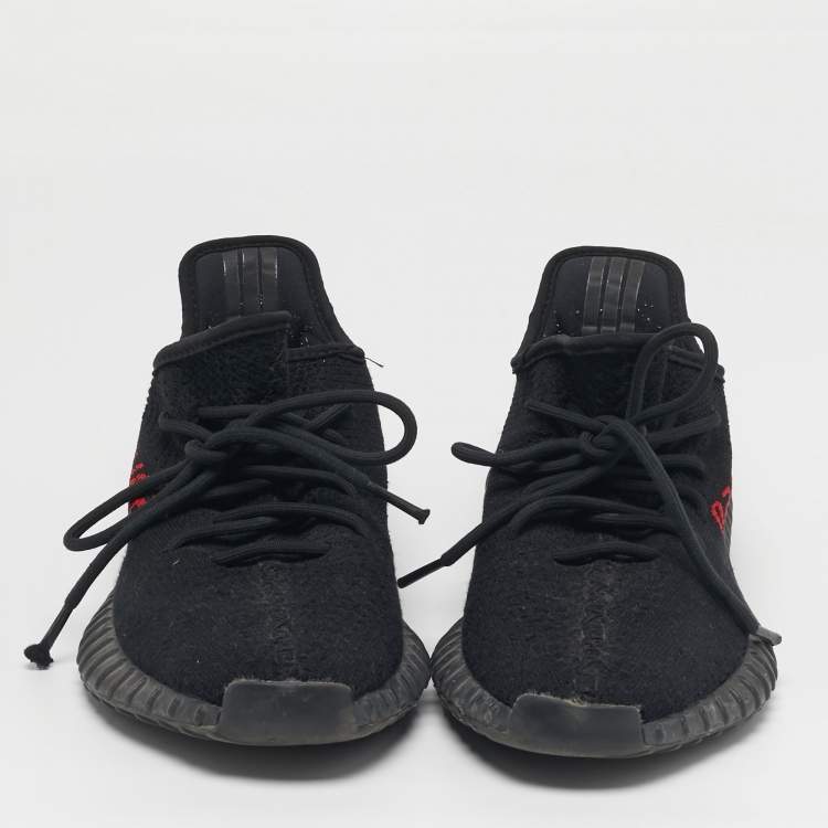 Pre Owned Yeezy x Adidas Boost 350 V2 Size 43.5 Black Knit Fabric Low Top Sneakers