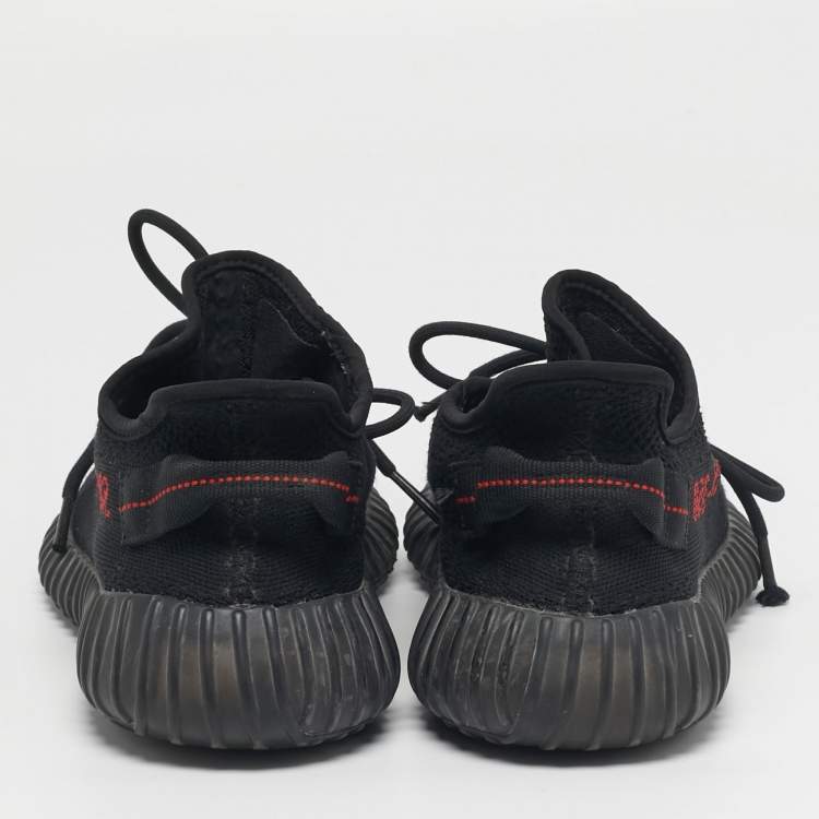 Pre Owned Yeezy x Adidas Boost 350 V2 Size 43.5 Black Knit Fabric Low Top Sneakers
