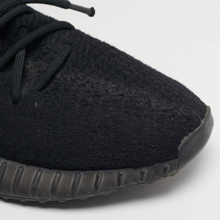 Pre Owned Yeezy x Adidas Boost 350 V2 Size 43.5 Black Knit Fabric Low Top Sneakers
