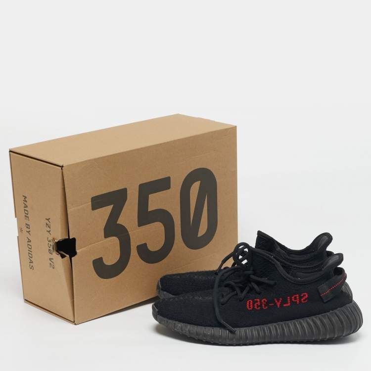 Pre Owned Yeezy x Adidas Boost 350 V2 Size 43.5 Black Knit Fabric Low Top Sneakers