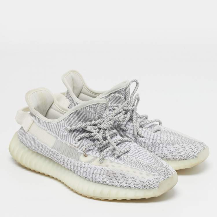 Pre Owned Yeezy x Adidas Boost 350 V2 Size 41.5 White/Grey Knit Fabric Low Top Sneakers