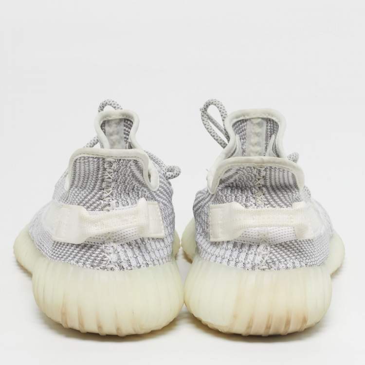 Pre Owned Yeezy x Adidas Boost 350 V2 Size 41.5 White/Grey Knit Fabric Low Top Sneakers