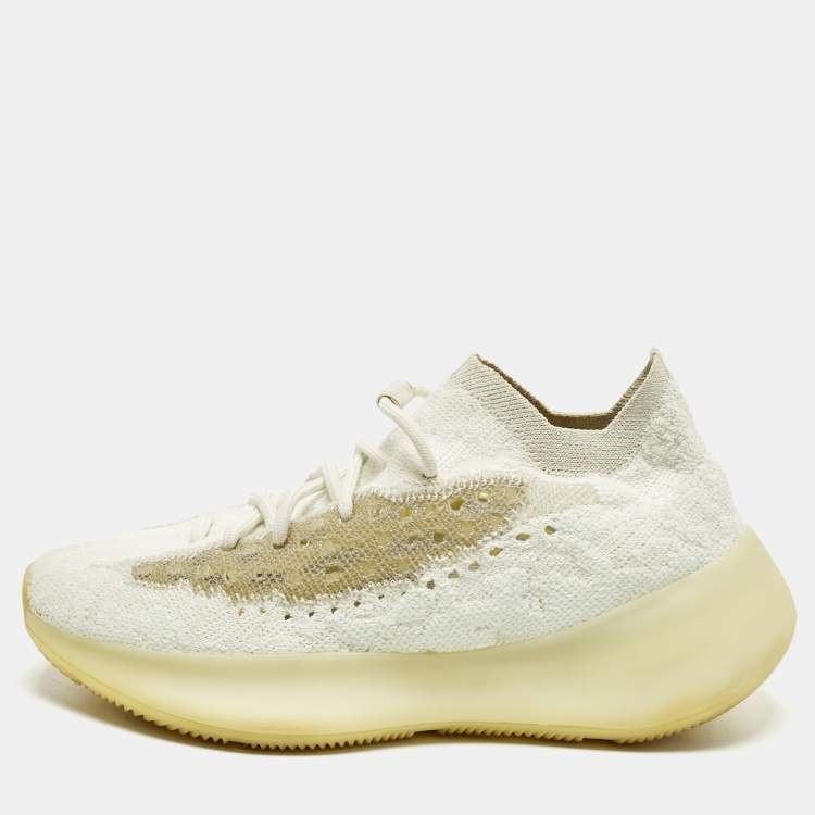 Pre Owned Yeezy x Adidas Boost 380 Size 40 White Knit Fabric Lace Up Sneakers