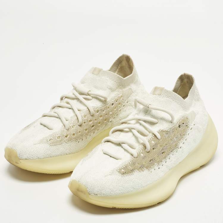 Pre Owned Yeezy x Adidas Boost 380 Size 40 White Knit Fabric Lace Up Sneakers