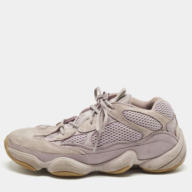 Pre Owned Yeezy x Adidas 500 'Soft Vision Size 42.5 Purple Fabric and Suede Lace Up Sneakers
