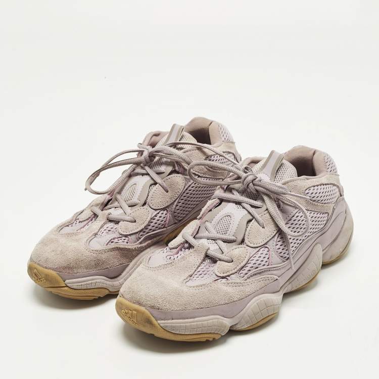 Pre Owned Yeezy x Adidas 500 'Soft Vision Size 42.5 Purple Fabric and Suede Lace Up Sneakers