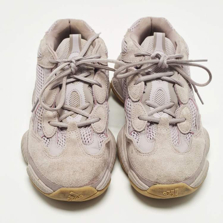 Pre Owned Yeezy x Adidas 500 'Soft Vision Size 42.5 Purple Fabric and Suede Lace Up Sneakers