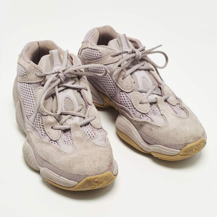 Pre Owned Yeezy x Adidas 500 'Soft Vision Size 42.5 Purple Fabric and Suede Lace Up Sneakers