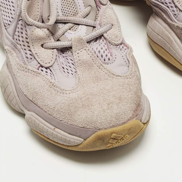 Pre Owned Yeezy x Adidas 500 'Soft Vision Size 42.5 Purple Fabric and Suede Lace Up Sneakers