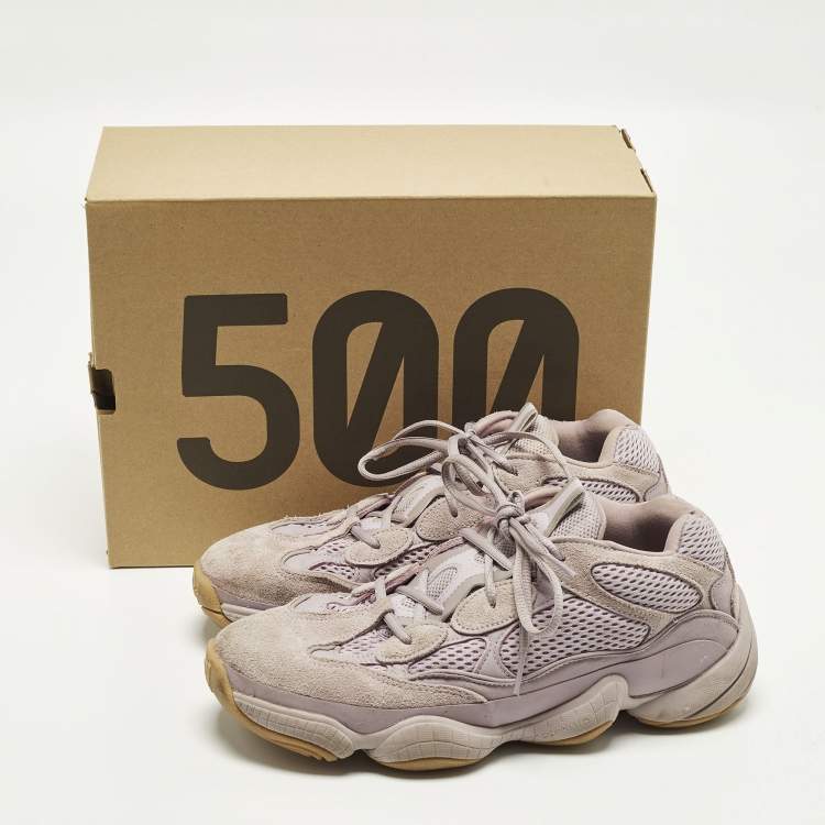 Pre Owned Yeezy x Adidas 500 'Soft Vision Size 42.5 Purple Fabric and Suede Lace Up Sneakers