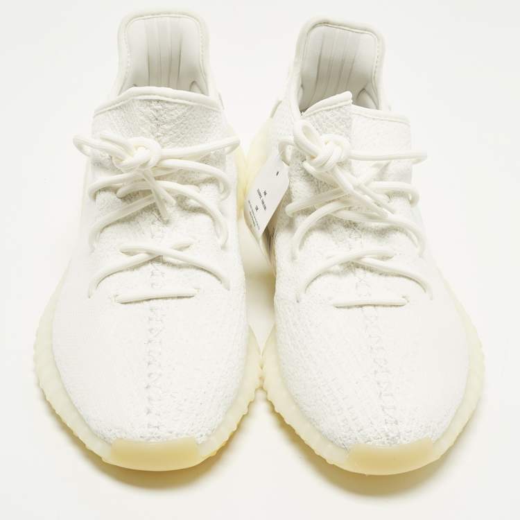 مملوكة مسبقًا Yeezy x Adidas 350 V2 Size 44 White Knit Fabric Low Top Sneakers