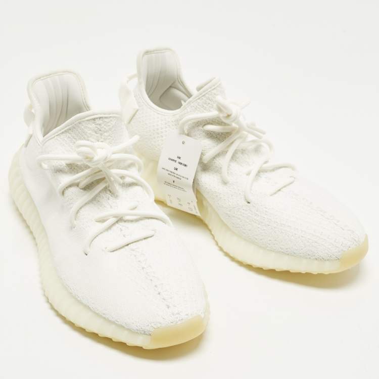 مملوكة مسبقًا Yeezy x Adidas 350 V2 Size 44 White Knit Fabric Low Top Sneakers