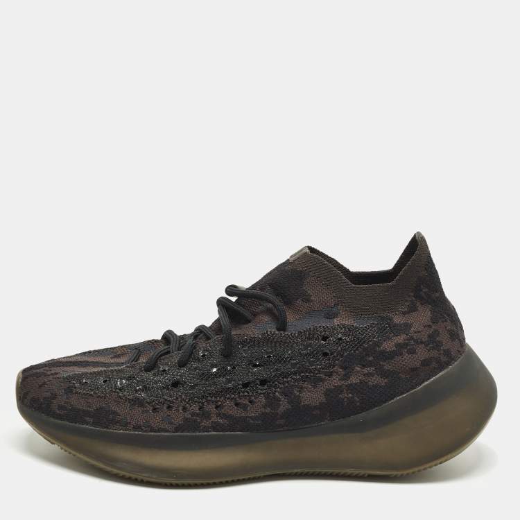Pre Owned Yeezy x Adidas Boost 380 Size 44 Black/Brown Knit Fabric Low Top Sneakers