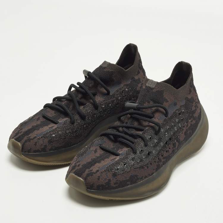 Pre Owned Yeezy x Adidas Boost 380 Size 44 Black/Brown Knit Fabric Low Top Sneakers