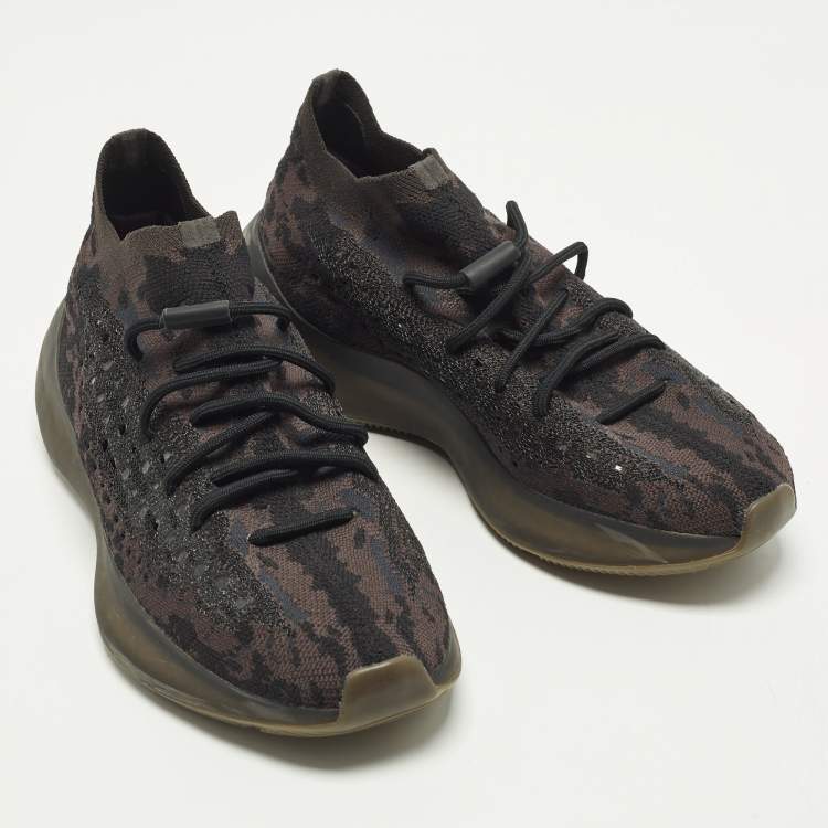 Pre Owned Yeezy x Adidas Boost 380 Size 44 Black/Brown Knit Fabric Low Top Sneakers