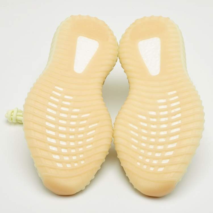Pre Owned Yeezy x Adidas Boost 350 V2 Size 41 1/3 Light Yellow Knit Fabric Butter Lace Up Sneakers