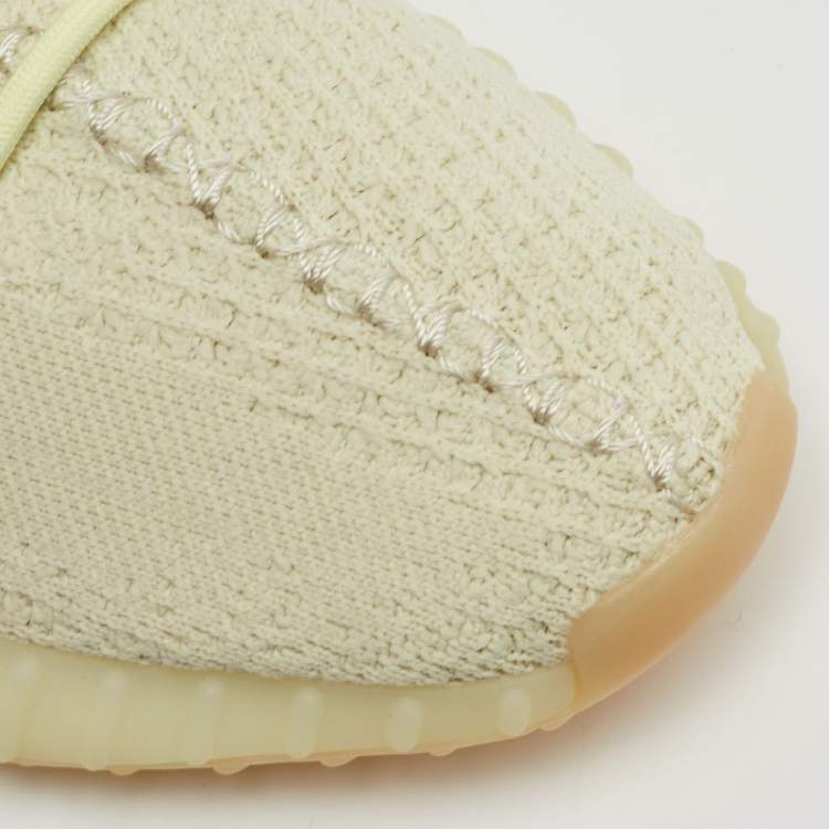 Pre Owned Yeezy x Adidas Boost 350 V2 Size 41 1/3 Light Yellow Knit Fabric Butter Lace Up Sneakers