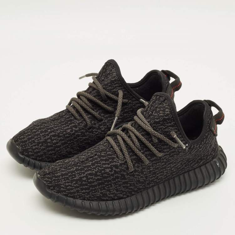 Pre Owned Yeezy x Adidas Boost 350 Pirate Size 43.5 Black Knit Fabric Low Top Sneakers