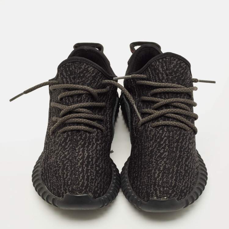 Pre Owned Yeezy x Adidas Boost 350 Pirate Size 43.5 Black Knit Fabric Low Top Sneakers