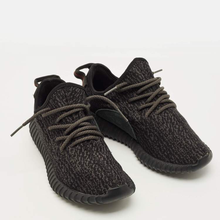 Pre Owned Yeezy x Adidas Boost 350 Pirate Size 43.5 Black Knit Fabric Low Top Sneakers