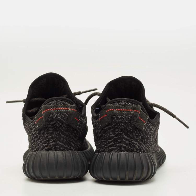 Pre Owned Yeezy x Adidas Boost 350 Pirate Size 43.5 Black Knit Fabric Low Top Sneakers