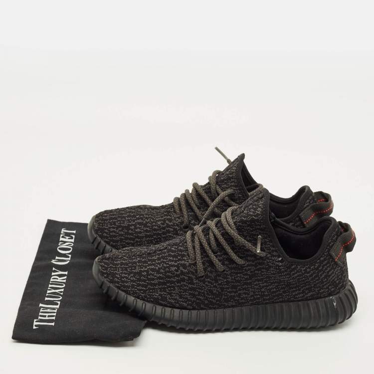 Pre Owned Yeezy x Adidas Boost 350 Pirate Size 43.5 Black Knit Fabric Low Top Sneakers