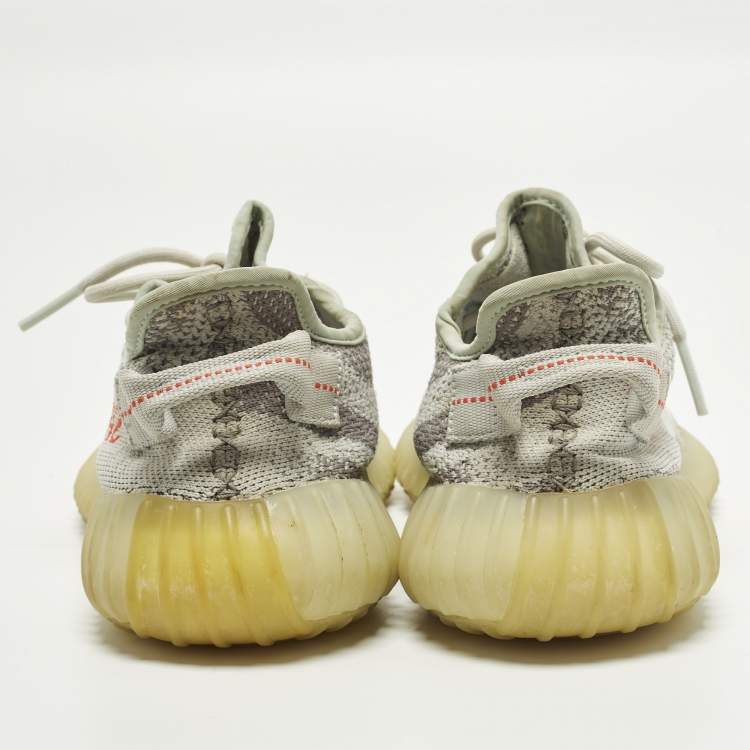 Pre Owned Yeezy x Adidas Boost 350 V2 Blue Tint Size 40 Light Blue/Grey Knit Fabric Sneakers