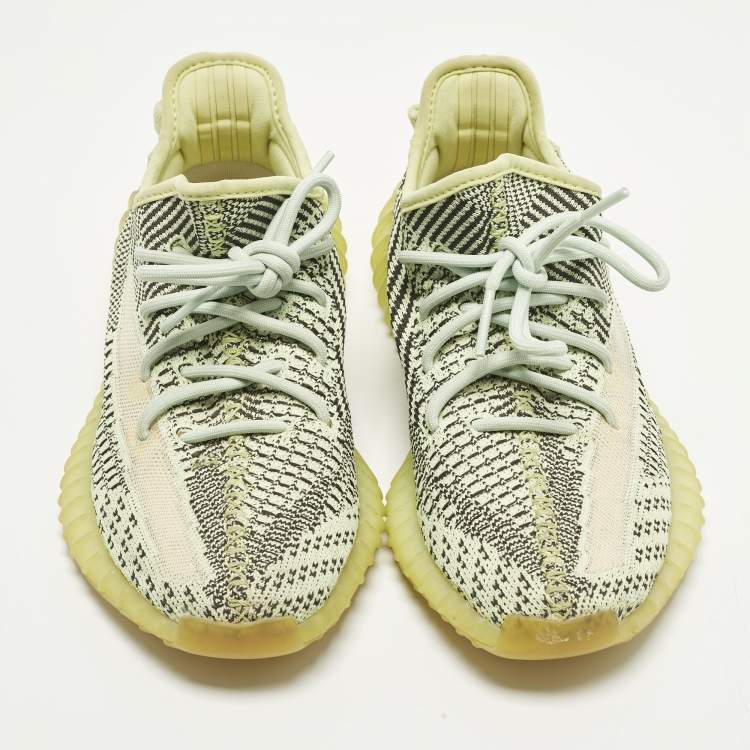 Pre Owned Yeezy x Adidas Boost 350 V2 Yeezreel Non-Reflective Size 39 1/3 Neon Green Knit Fabric Sneakers