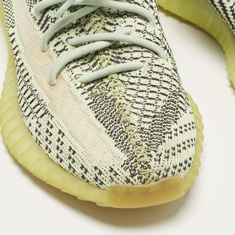 Pre Owned Yeezy x Adidas Boost 350 V2 Yeezreel Non-Reflective Size 39 1/3 Neon Green Knit Fabric Sneakers