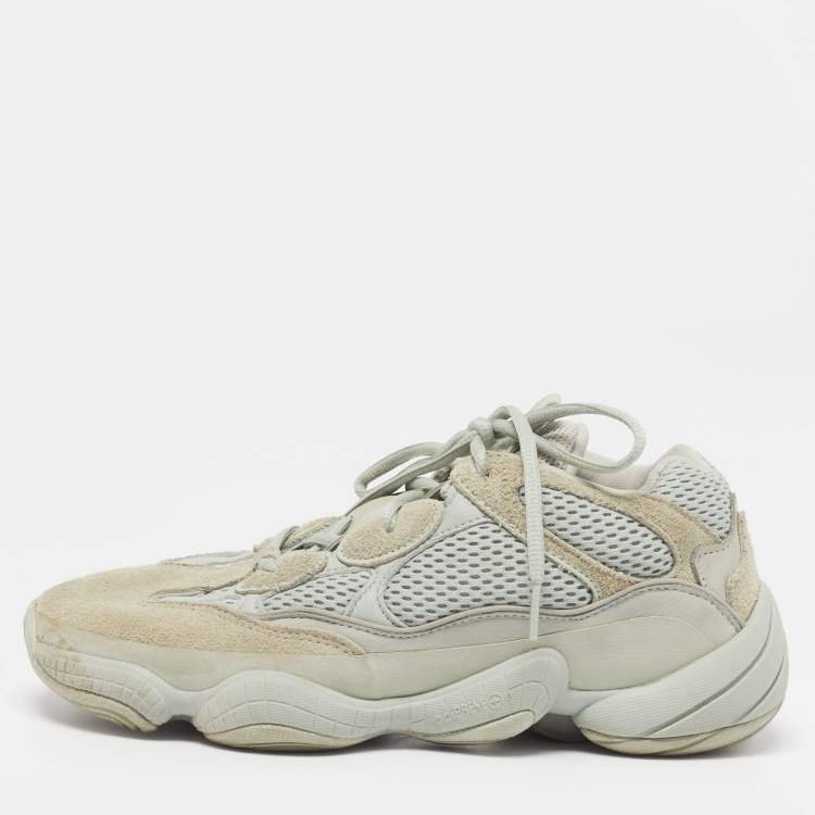 Pre Owned Yeezy x Adidas Yeezy 500 Size 40.5 Grey/Blue Mesh and Suede Low Top Sneakers