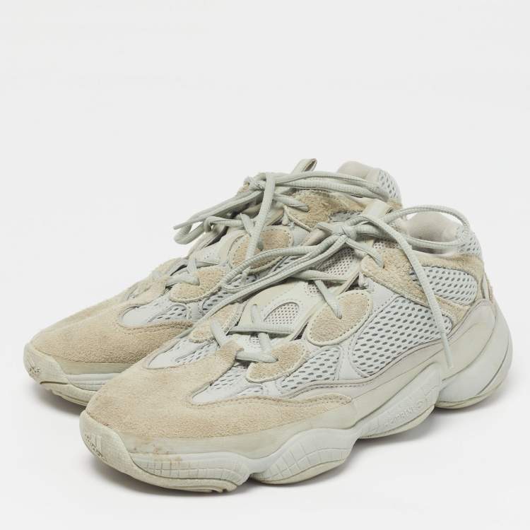 Pre Owned Yeezy x Adidas Yeezy 500 Size 40.5 Grey/Blue Mesh and Suede Low Top Sneakers