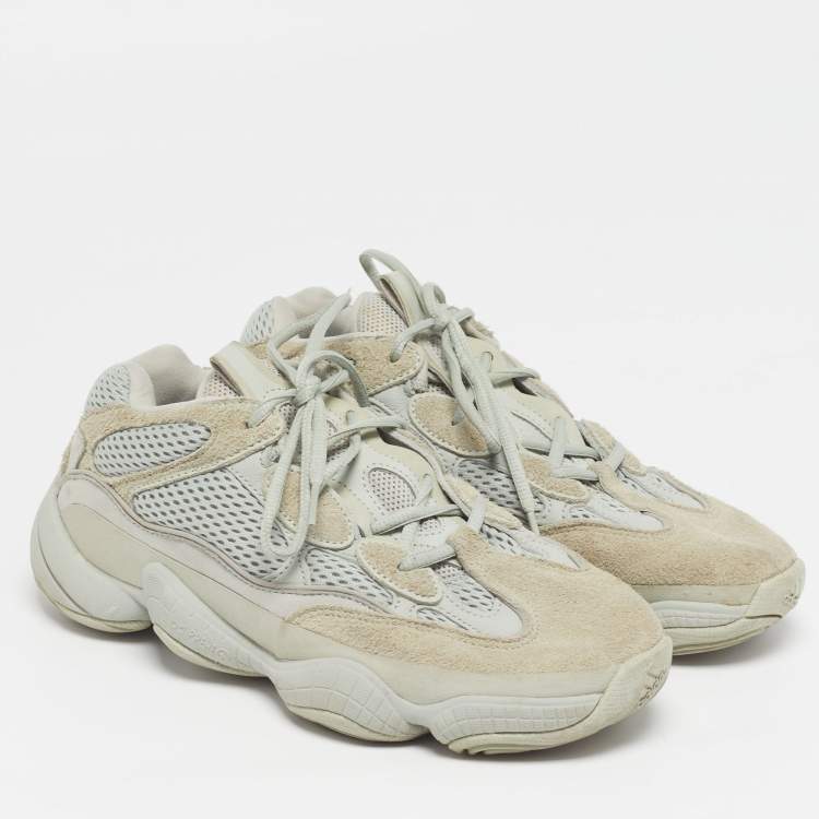 Pre Owned Yeezy x Adidas Yeezy 500 Size 40.5 Grey/Blue Mesh and Suede Low Top Sneakers