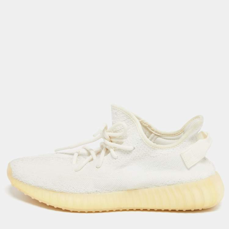 Pre Owned Yeezy x Adidas Boost 350 V2 Light Size 42.5 White Knit Fabric Low Top Sneakers