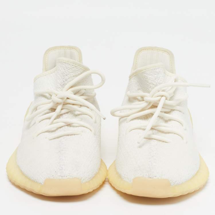 Pre Owned Yeezy x Adidas Boost 350 V2 Light Size 42.5 White Knit Fabric Low Top Sneakers