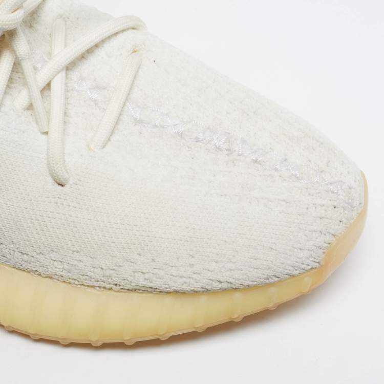 Pre Owned Yeezy x Adidas Boost 350 V2 Light Size 42.5 White Knit Fabric Low Top Sneakers